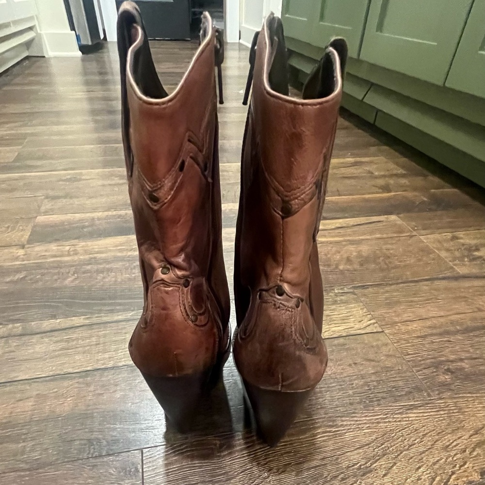 BCBGirls Brown Leather Heeled Boots - Picture 2 of 9